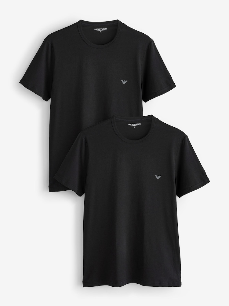 Emporio Armani Regular Fit Logo T-Shirts 2 Pack - Image 1 of 3