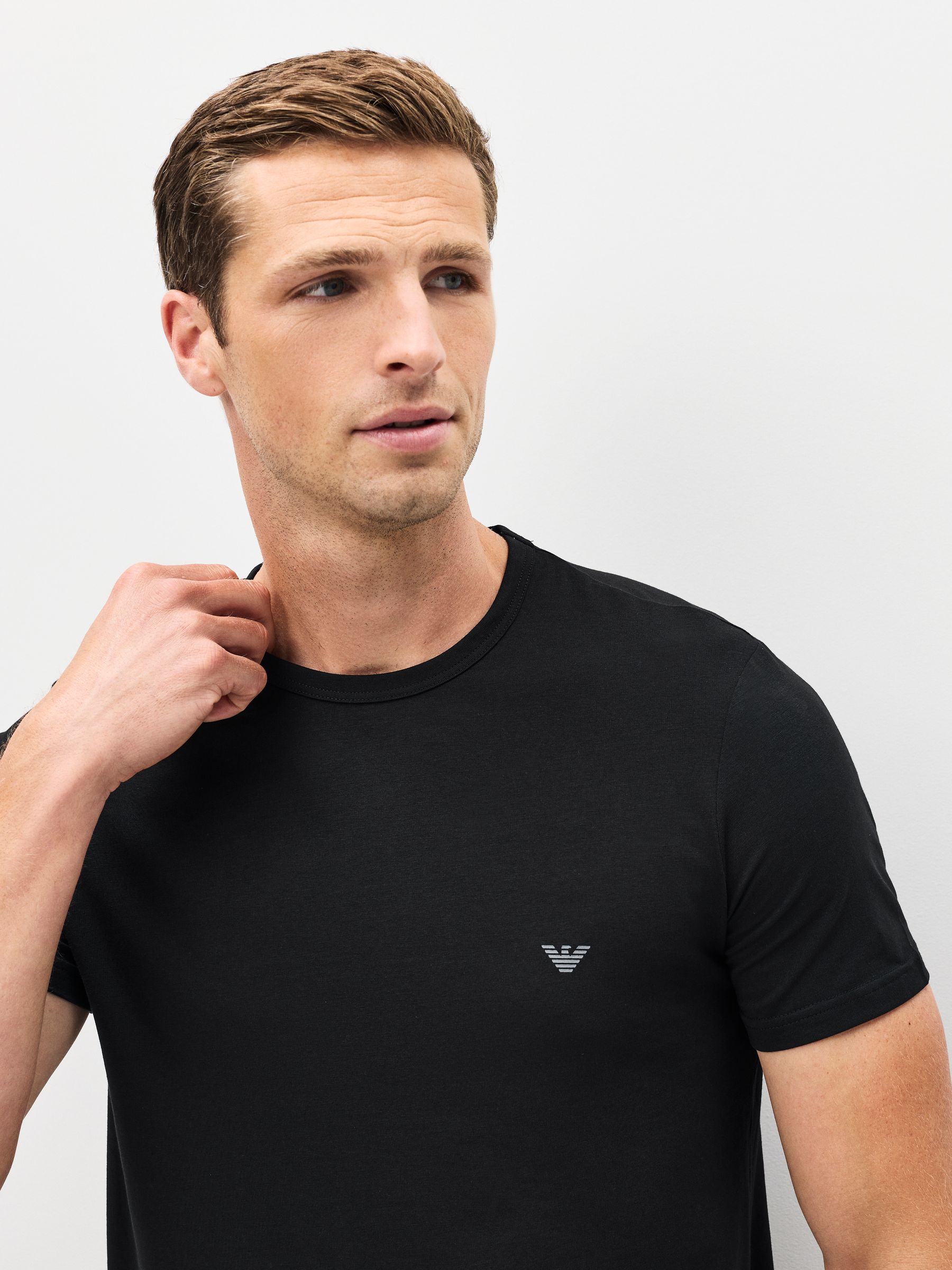 Buy Emporio Armani Black Regular Fit Logo T-Shirts 2 Pack from