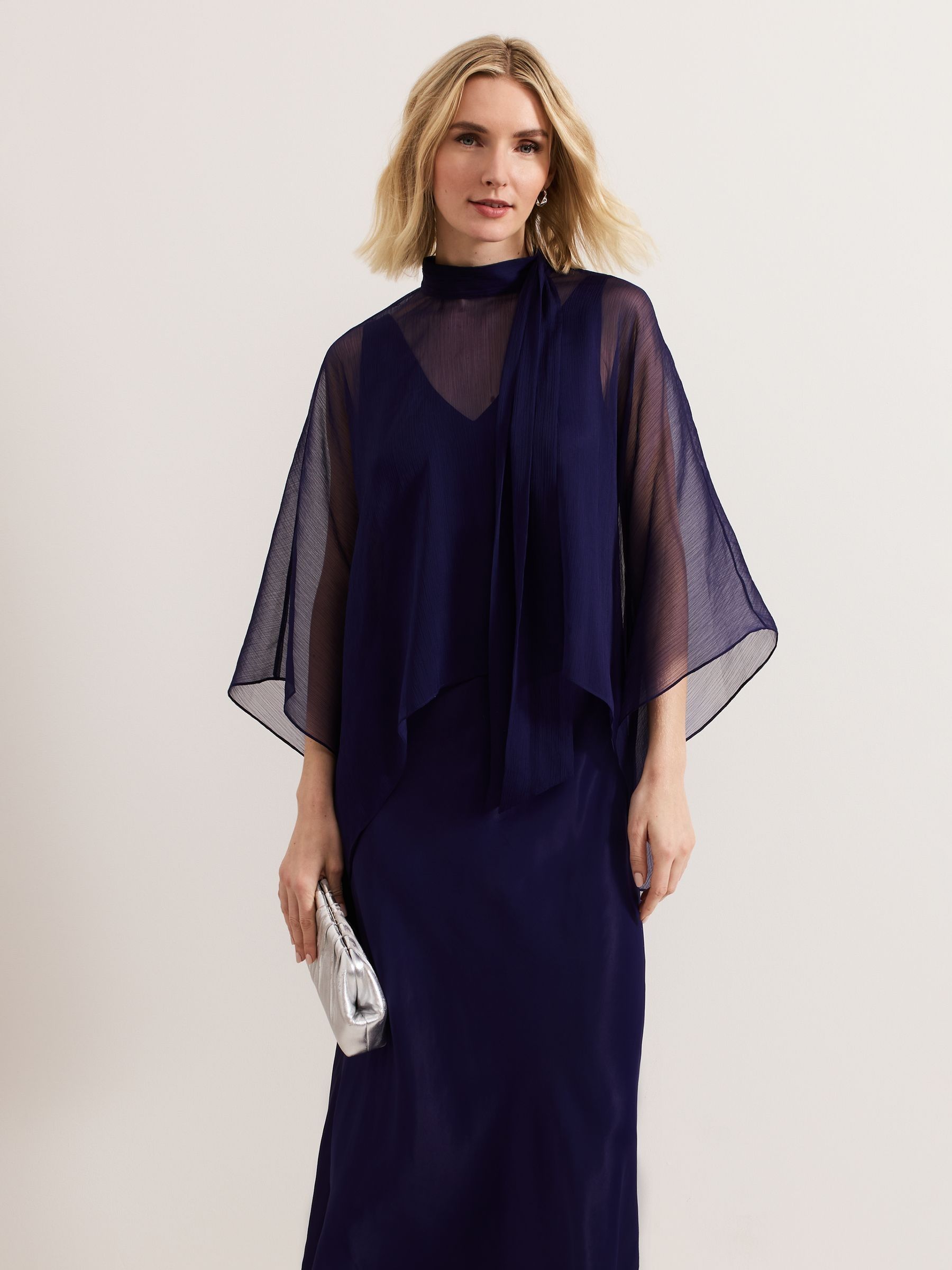 【Phase Eight】Kyra オーバーレイ ケープ マキシドレス Navy Kyra Overlay Dress | Phase Eight ROW |