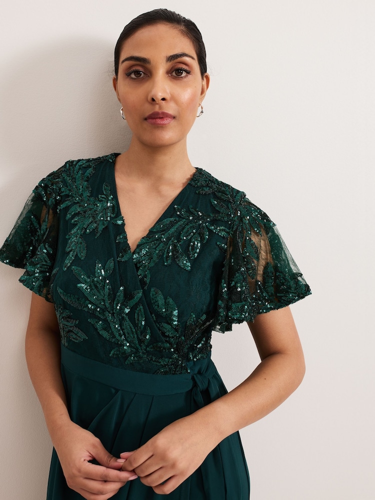 green emerald velvet dress Phase Eight Jacquard Dress UK 14 Green Womenswear main image 0