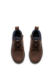 Clarks Brown Standard Fit (F) Older Boys Leather Lorcam Trail Boots - Image 4 of 6