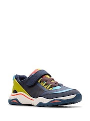 Clarks Blue Standard Fit (F) Older Boys Combi Feather Track Trainers - Image 3 of 6