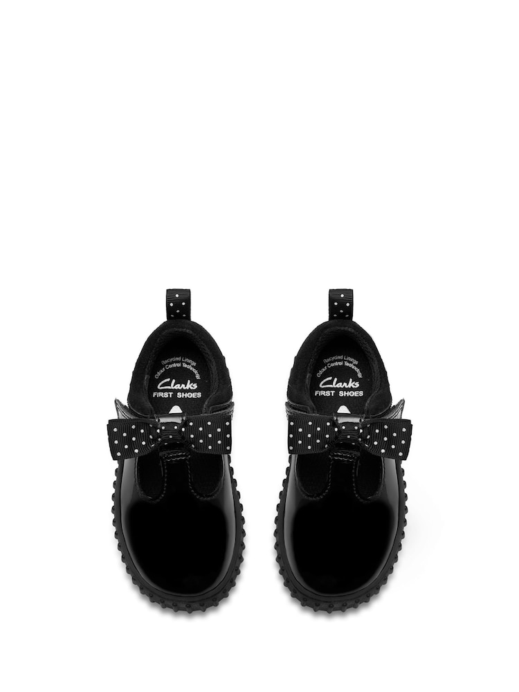 Clarks Black Standard Fit (F) Younger Girls Cove Bow Mary Jane Shoes - Image 1 of 6 Clarks Black Standard Fit (F) Younger Girls Cove Bow Mary Jane Shoes - Image 1 of 6
