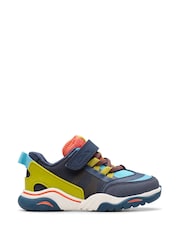 Clarks Blue Younger Boys Navy Combi Feather Track Trainers - Image 1 of 6