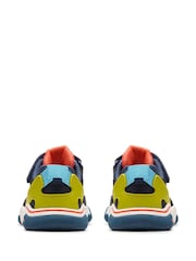 Clarks Blue Younger Boys Navy Combi Feather Track Trainers - Image 5 of 6
