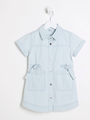 River Island Blue Girls Denim Twill Belted Dress - Image 1 of 4