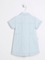 River Island Blue Girls Denim Twill Belted Dress - Image 2 of 4