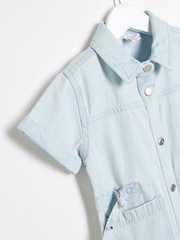River Island Blue Girls Denim Twill Belted Dress - Image 3 of 4