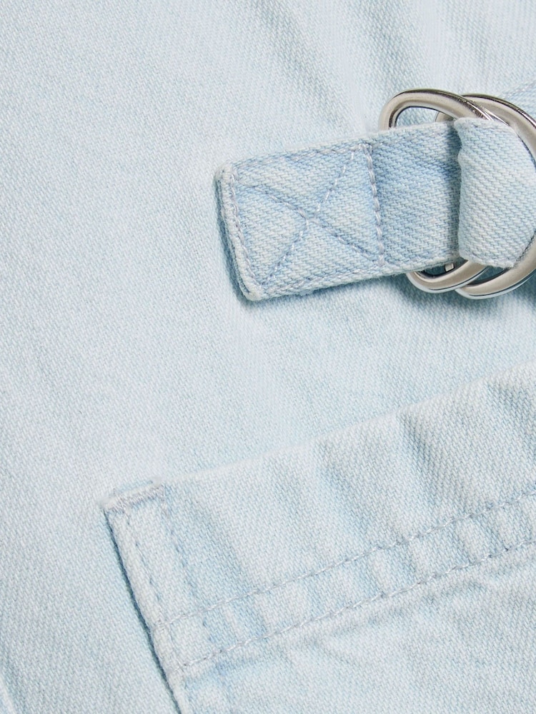 River Island Blue Girls Denim Twill Belted Dress - Image 4 of 4