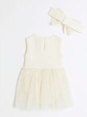 River Island Cream Baby Girls Cherry Embellished 100% Cotton Tutu Dress - Image 2 of 4