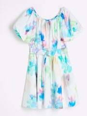 River Island White Girls Blur Santorini 100% Cotton Dress - Image 1 of 4