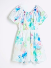 River Island White Girls Blur Santorini 100% Cotton Dress - Image 2 of 4