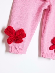 River Island Pink Baby Girls Pink Crochet Bow 100% Cotton Cardigan Set - Image 5 of 5