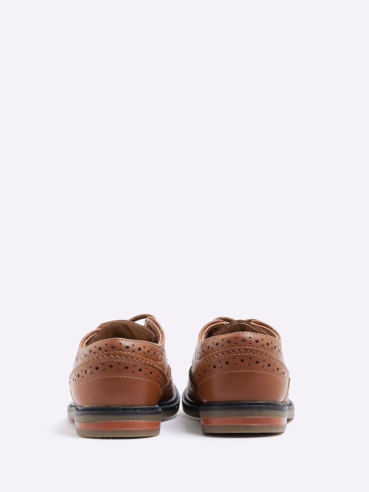 River Island Brown Boys Brogue Shoes - Image 3 of 5