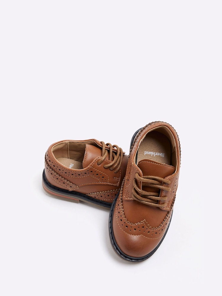 River Island Brown Boys Brogue Shoes - Image 4 of 5