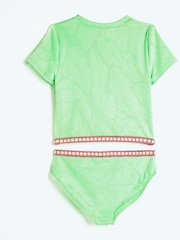 River Island Green Girls Palm Textured T-Shirt Bikini - Image 2 of 4