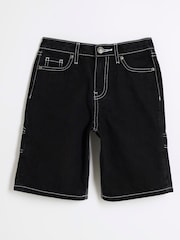 River Island Black Boys Carpenter 100% Cotton Shorts - Image 1 of 4