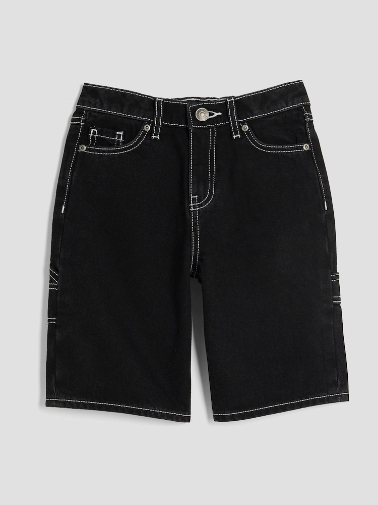 River Island Black Boys Carpenter 100% Cotton Shorts - Image 1 of 4