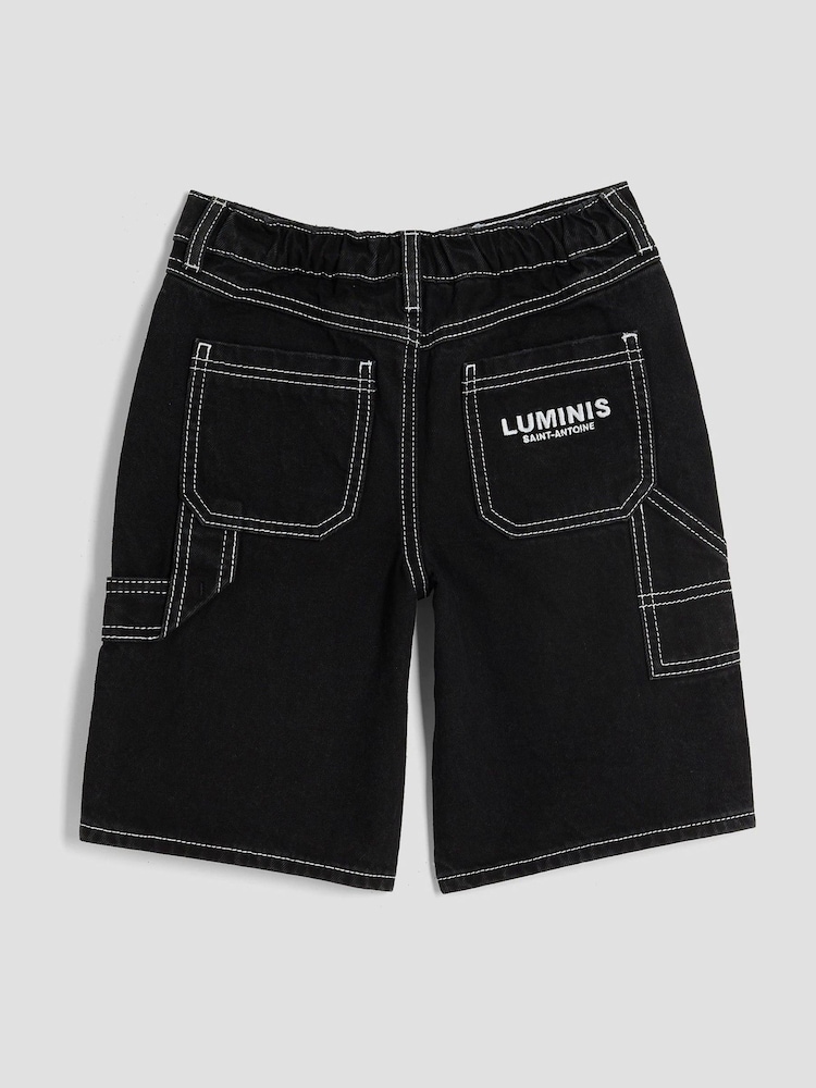 River Island Black Boys Carpenter 100% Cotton Shorts - Image 2 of 4