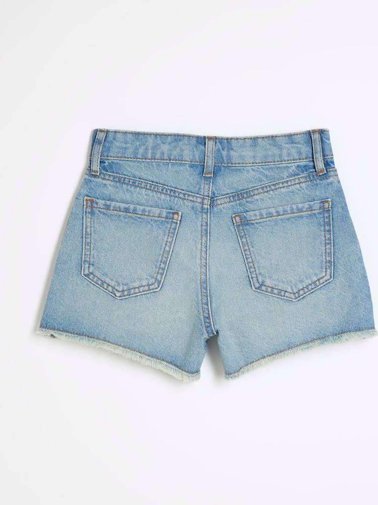 Pantalones cortos tipo mom de algodón 100 % con diseño de strass para niñas de River Island - Imagen 2 de 4