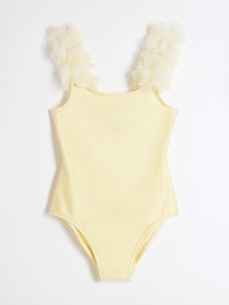 River Island Buttermilk Yellow Girls 3D Flower Swimsuit - Image 1 of 4