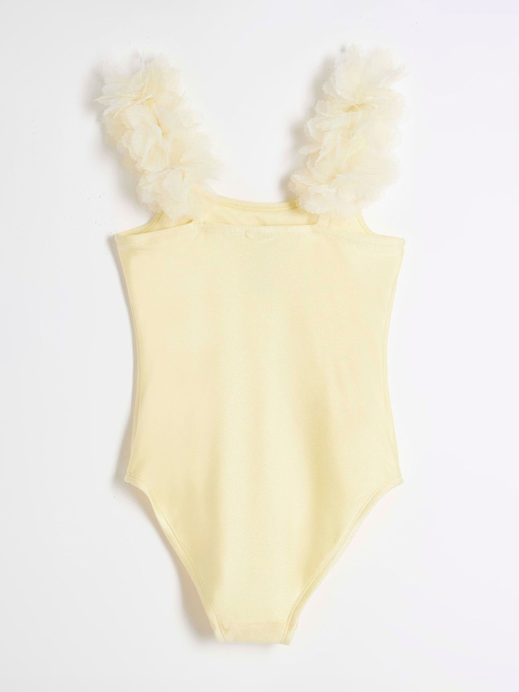 River Island Buttermilk Yellow Girls 3D Flower Swimsuit - Image 2 of 4