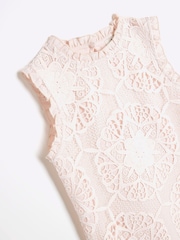River Island Pink Girls Pink Lace Shift Dress - Image 3 of 4