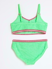 River Island Green Girls Blanket Stitch Bikini - Image 2 of 4