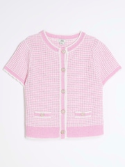 River Island Pink Girls Boucle T-Shirt - Image 1 of 4