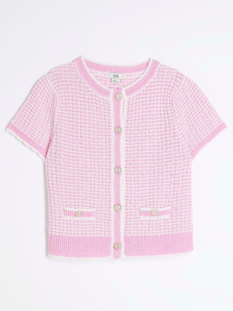 River Island Pink Girls Boucle T-Shirt - Image 1 of 4
