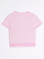 River Island Pink Girls Boucle T-Shirt - Image 2 of 4