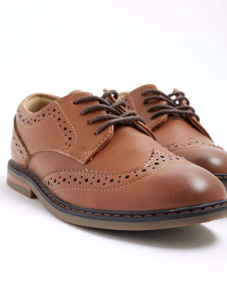 River Island Brown Boys Brogue Shoes - Image 4 of 5