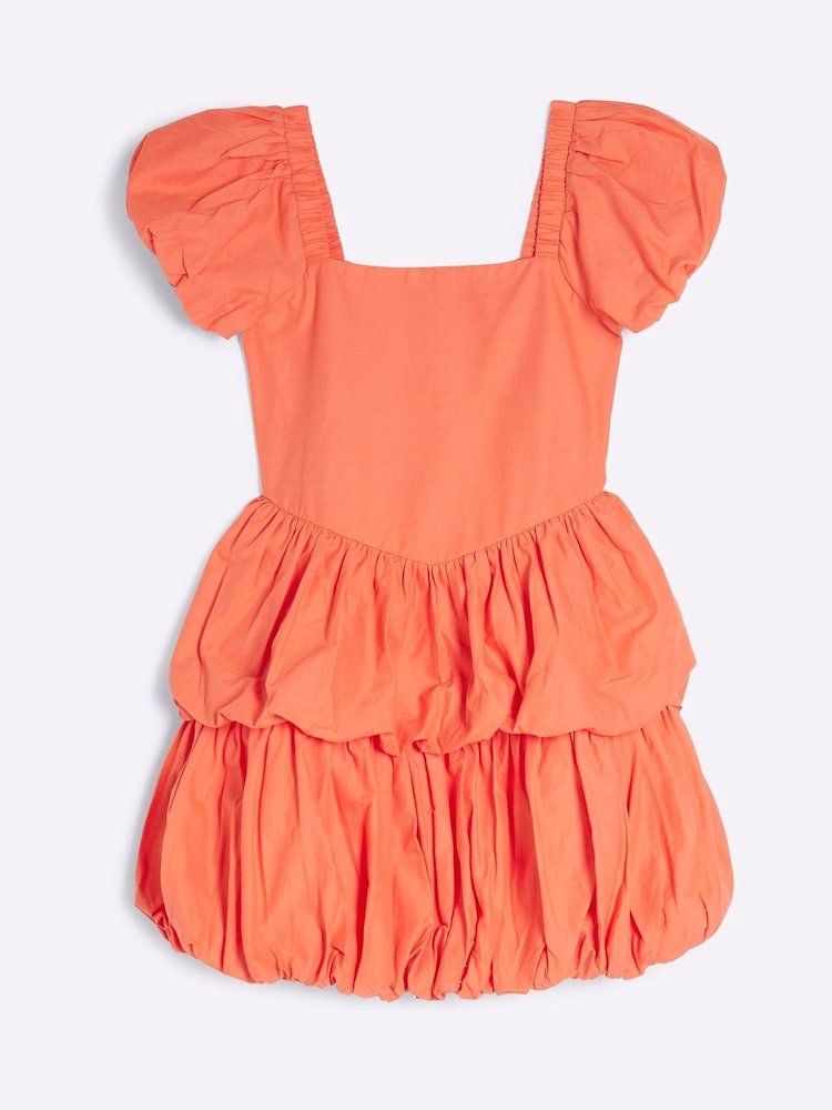 River Island Orange Girls Ballon Hem Dress - Image 1 of 4