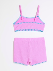 River Island Purple Girls Textured Shorts Bikini - Image 2 of 4
