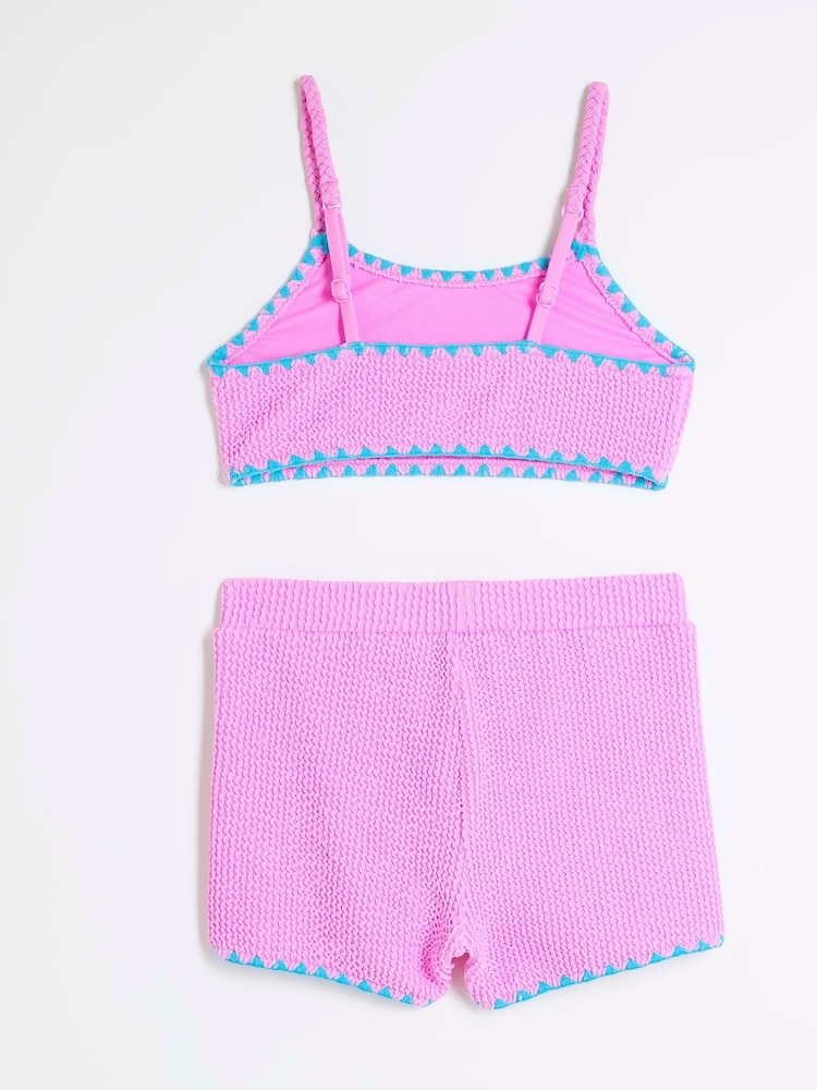 River Island Purple Girls Textured Shorts Bikini - Image 2 of 4