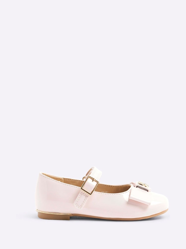 River Island Pink Girls Bow Ballet Shoes - Image 1 of 5