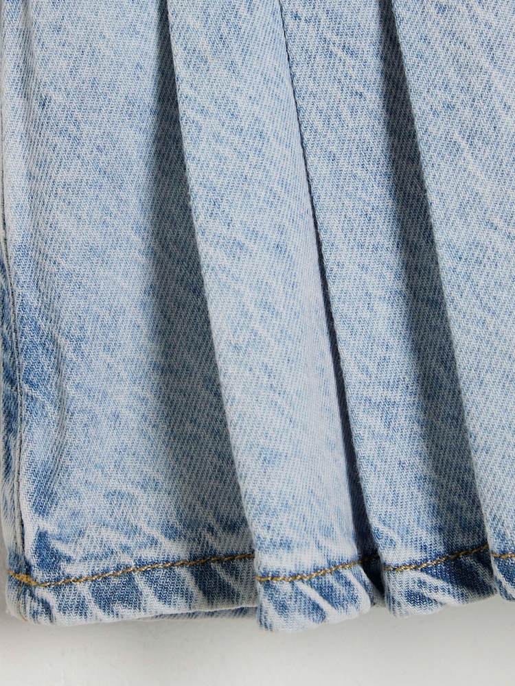 River Island Blue Denim Pleated 100% Cotton Skort - Image 4 of 4