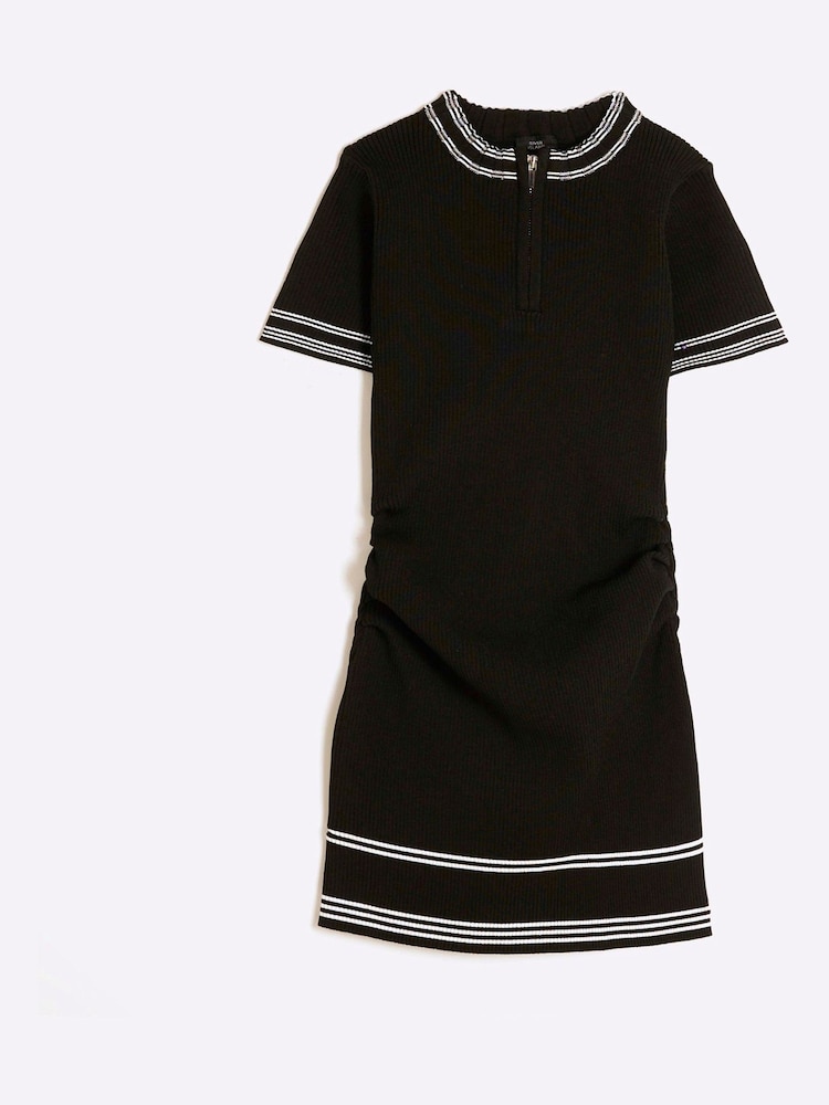 River Island Black Girls Tipped Zip Martini Dress - Image 1 of 3 River Island Black Girls Tipped Zip Martini Dress - Image 1 of 3