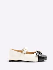 River Island Cream Girls Mono Bow Ballet Shoes - Image 1 of 5