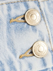 River Island Blue Girls Denim Pleated 100% Cotton Shorts - Image 3 of 4