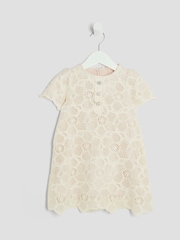 River Island Cream Girls Lace Button Dress - Image 2 of 5