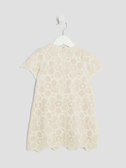 River Island Cream Girls Lace Button Dress - Image 3 of 5