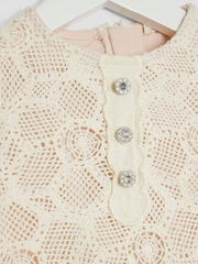 River Island Cream Girls Lace Button Dress - Image 4 of 5