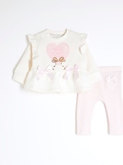 Crema - River Island Baby Girls Peplum Sweater Set - Imagen 1 de 4