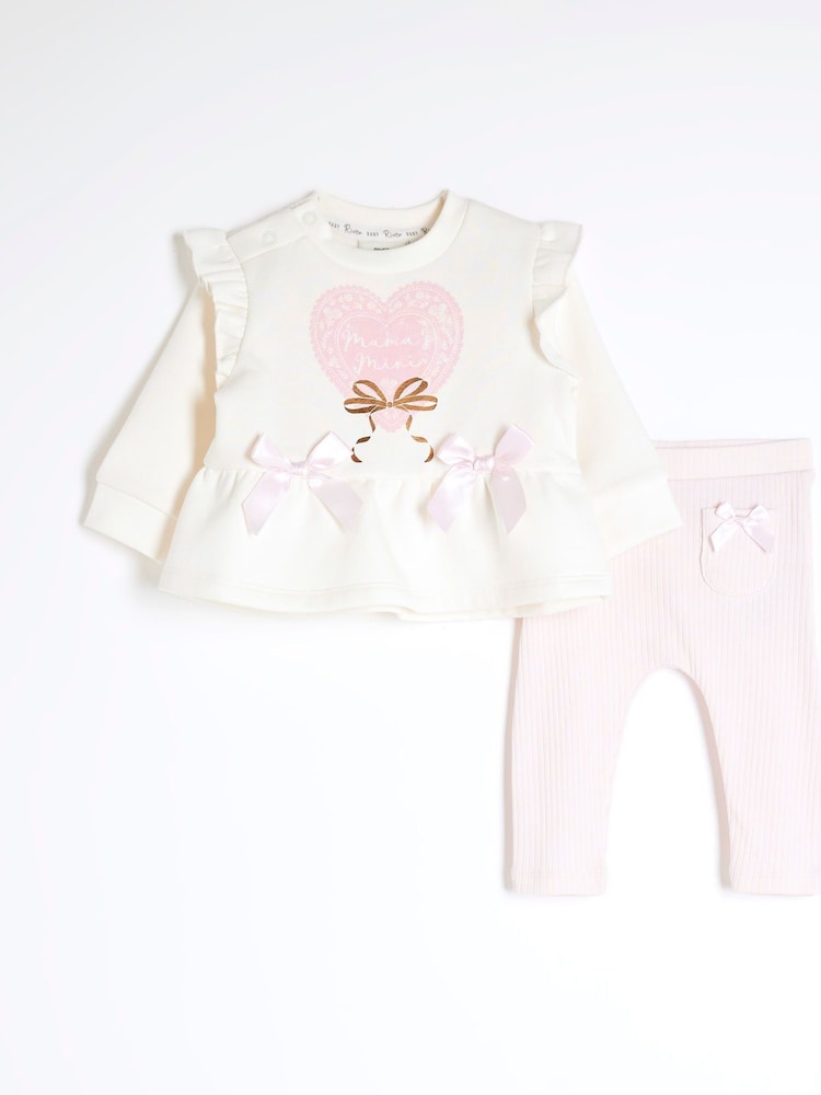 Crema - River Island Baby Girls Peplum Sweater Set - Imagen 1 de 4