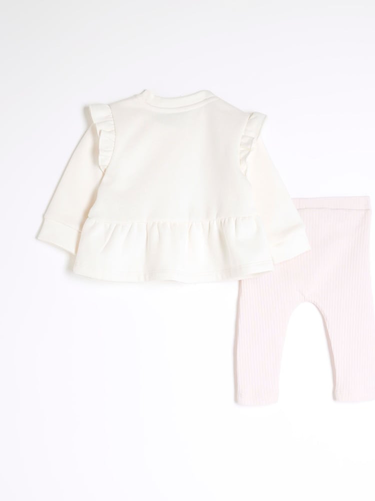 Crema - River Island Baby Girls Peplum Sweater Set - Imagen 2 de 4