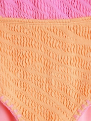 River Island Pink Girls Blocked Textured Swimsuit - Image 4 of 4