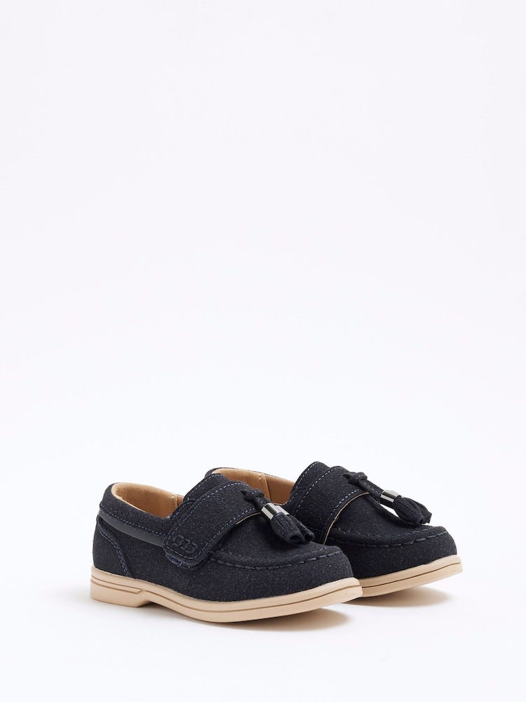 River Island Blue Suedette Tassel Loafers - Image 3 of 5