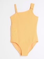River Island Orange Girls Crochet Side Asym Swimsuit - Image 1 of 4
