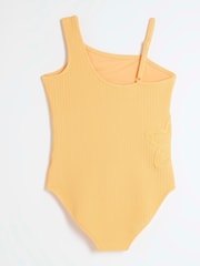 River Island Orange Girls Crochet Side Asym Swimsuit - Image 2 of 4